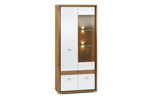 Witryna 92x203x41 cm SULA orzech naturalny/biały Konsimo