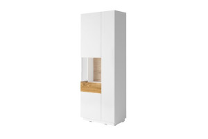 Witryna Lewa 80x207x40 cm SILKE biały połysk/dąb Konsimo