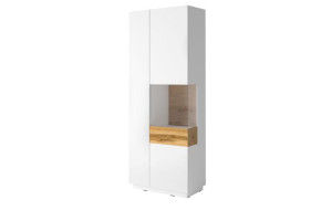 Witryna Prawa 80x207x40 cm SILKE biały połysk/dąb Konsimo