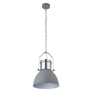 Industrialna lampa wisząca Kutum metalowa do przedpokoju szara biała