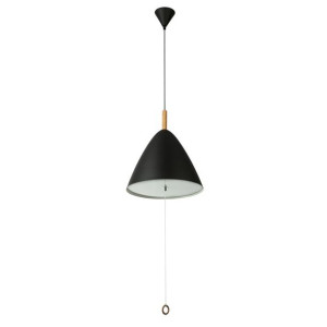 Wisząca lampa metalowa Pura stożek z włącznikiem sznurkowym czarny