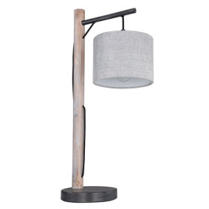 Stojąca lampa stołowa Roger ekologiczna do salonu drewniana szara