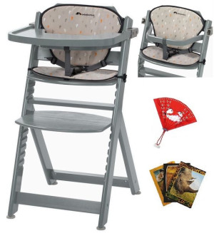 Timba Krzesełko Do Karmienia Drewniane Warm Grey + Wkładka