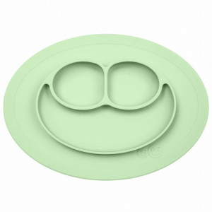 Silikonowy talerzyk z podkładką 2w1 Mini Mat pastelowa zieleń EZPZ