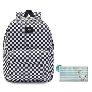 Plecak szkolny Vans Old Skool szachownica kratka czarno biały + piórnik