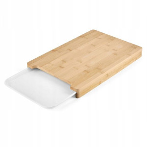 Deska Do Krojenia + Wysuwany Pojemnik Bambus 38 Cm