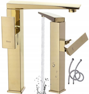 Bateria Umywalkowa Levi Gold Złota Wysoka Rea