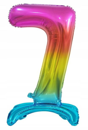 Balon Foliowy Cyfra 7 Stojąca Tęczowa 74cm