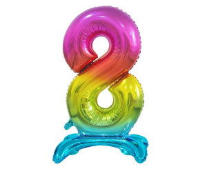 Balon Foliowy Cyfra 8 Stojąca Tęczowa 74cm
