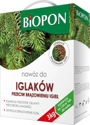 Nawóz Do Iglaków Przeciw Brązownieniu Igieł 3kg Biopon