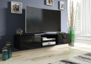 Szafka Rtv Wisząca 160cm Czarna + Front Połysk