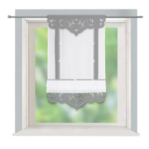 Panel woalowy  z ażurem i cyrkoniami w kolorze biało szary 130x80 cm L443 (