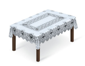 OBRUS ŻAKARDOWY PROSTOKĄTNY 130x180 biało-szary  252550