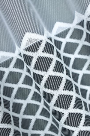 Lambrekin Żakardowy Metrażowowy Biały Z Szarą Przędzą 347560 Wys. 50cm
