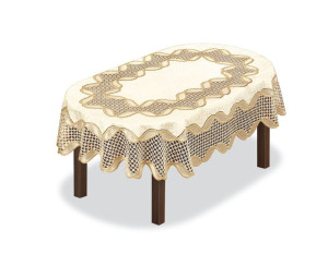 Obrus Żakardowy Owalny 140x220 Krem/c. Złoty 241621