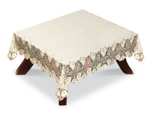 Obrus Żakardowy Kwadratowy 120x120 Cm Krem/c. Złoty 042772