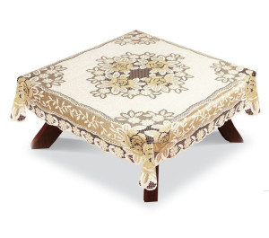 Obrus Żakardowy Kwadratowy 120x120 Cm Krem/c. Złoty 054112