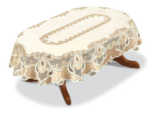 Obrus Żakardowy Owalny 130x180 Krem/c. Złoty 222521