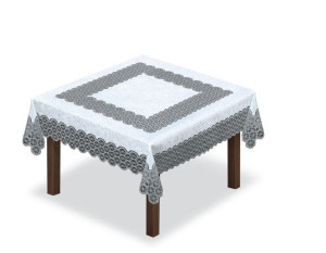 Obrus Żakardowy Kwadratowy 120x120 Biało Szary 249002