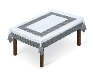 Obrus Żakardowy Prostokątny 140x220 Biało-szary 249000