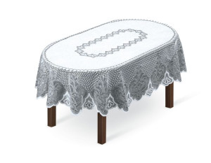 Obrus Żakardowy Owalny 100x150 Biało Szary 249411