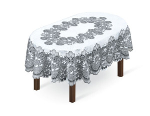 Obrus Żakardowy Owalny 100x150 Biało Szary 249661