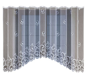 Firanka żakardowa 180x300 biały 21448  z podkrojem