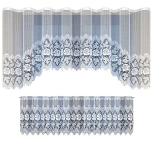 Komplet żakardowy 221730 lambrekin 100x300, zazdrostka 45x300 biały