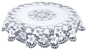 Biały Obrus Żakardowy Okrągły 130cm 221943