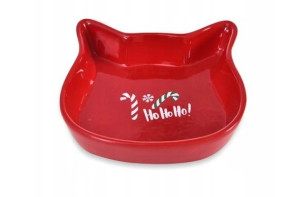 BARRY KING Miska ceramiczna dla kota, Ho Ho Ho!, czerwona 13,6,13,6x3cm [BK