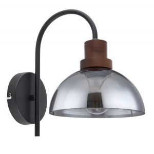 Industrialna lampa ścienna Salsa kopuła kinkiet czarny przydymiony