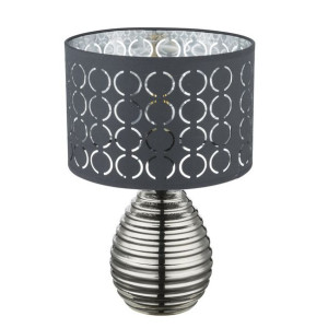 Stojąca lampka z abażurem Mirauea zdobiona lampa szara na stolik