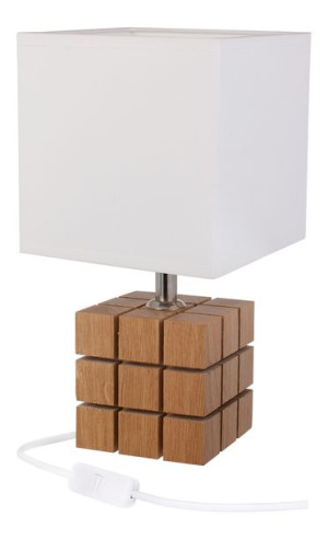Lampa Nocna Stołowa Rubi Kostka Drewniana