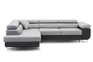 Narożnik rozkładany Rigatto 270x200 regulowane zagłówki Tkanina + Ekoskóra