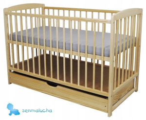 Łóżeczko Andrzej szuflada sosna 120x60 materac