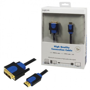 Kabel przewód DVI-D - HDMI 1.0m LogiLink