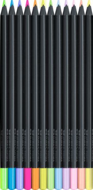 Kredki Trójkątne Black Edition 12 Kolorów Pastelowych I Neonowych