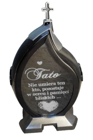 Znicz Grawer Łza Srebrny Tato Led