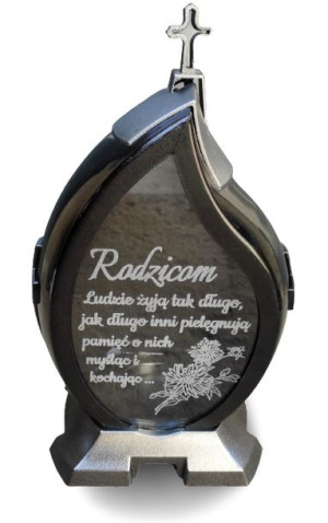 Znicz Grawer Łza Srebrny Rodzicom Led