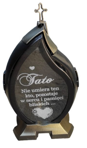 Znicz Grawer Łza Złoty Tato Led