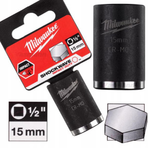 Nasadka Udarowa Krótka Milwaukee 1/2" 15 Mm