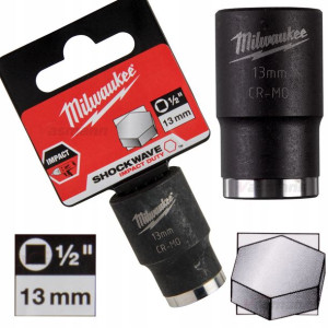 Nasadka Udarowa Krótka Milwaukee 1/2" 13 Mm