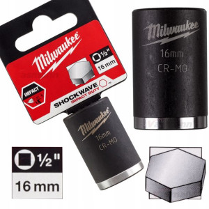 Nasadka Udarowa Krótka Milwaukee 1/2" 16 Mm
