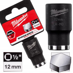Nasadka Udarowa Krótka Milwaukee 1/2" 12 Mm