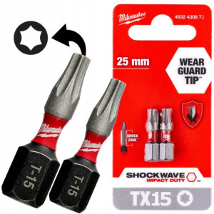 Milwaukee Bit Udar Torx Shockwave Tx15 25mm 2szt