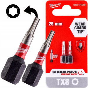 Milwaukee Bit Udar Torx Shockwave Tx8 25mm 2szt
