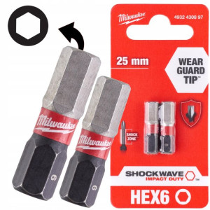Milwaukee Bit Udarowy Hex Shockwave 6 Mm 2szt