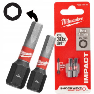 Milwaukee Bit Udarowy Hex 4 Shockwave 4mm 2szt