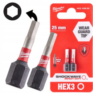 Milwaukee Bit Udarowy Hex Shockwave 3 Mm 2szt