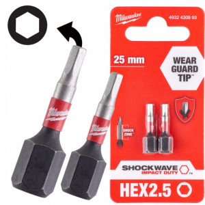 Milwaukee Bit Udarowy Hex Shockwave 2.5 Mm 2szt